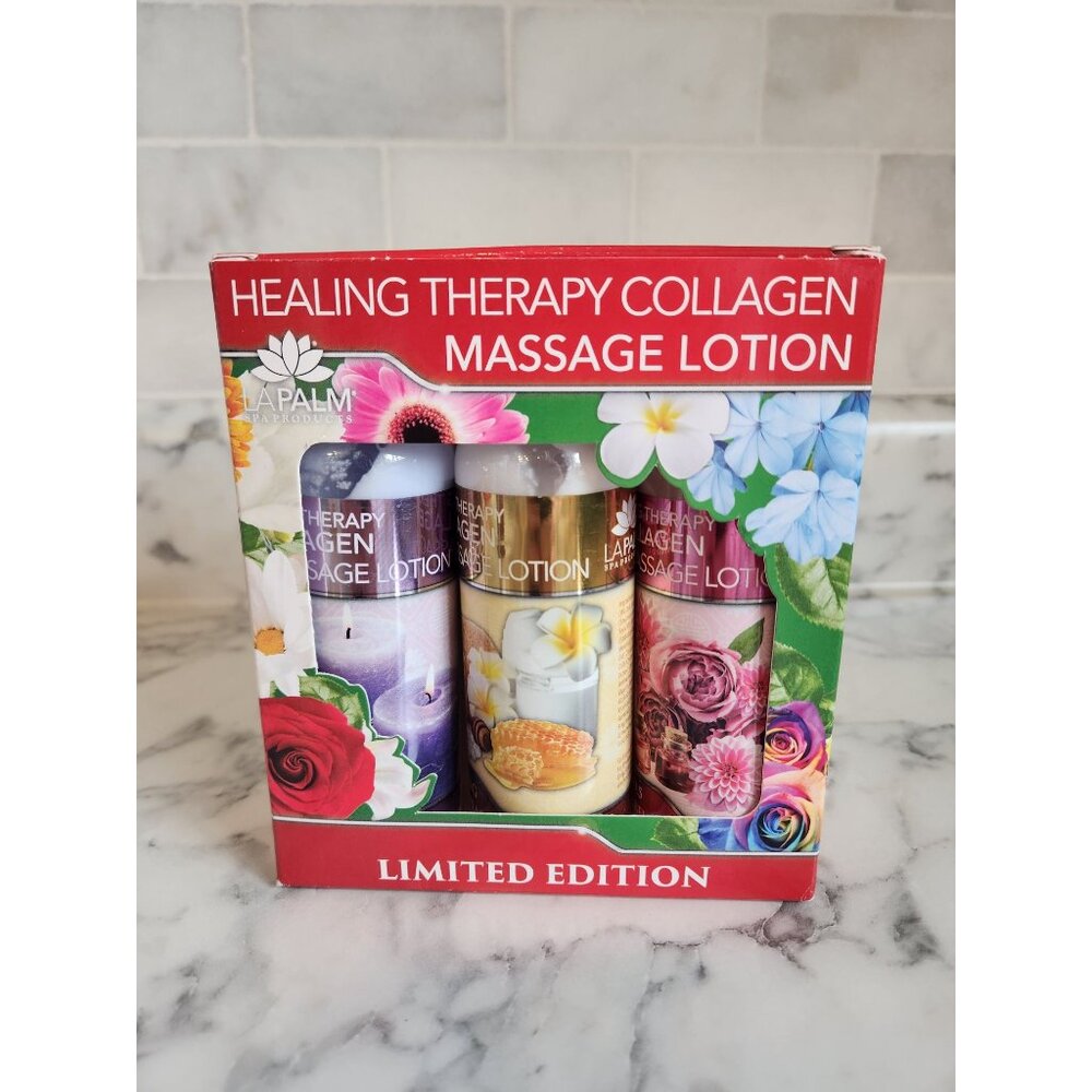 La Palm Healing Therapy Collagen Massage Lotion Set Of 3 Limited Edition